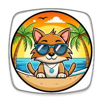 York Schokolade Katzenrasse Cartoon Sonnenbrille Strand - Viereckiger Kühlschrankmagnet - Weiß - Vorne