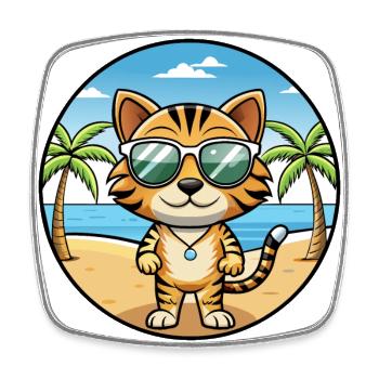 Toyger Katze Rasse Cartoon Kawaii Sonnenbrille Strand - Viereckiger Kühlschrankmagnet - Weiß - Vorne