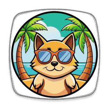 Tonkinois Race Chat Dessin Animé Lunettes De Soleil Plage - Magnet carré - blanc - Devant
