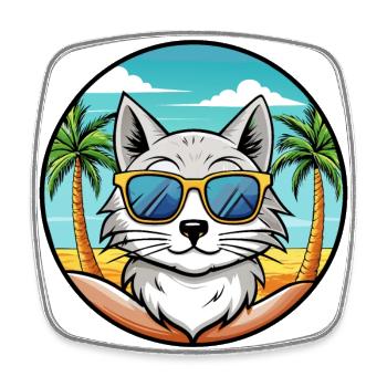 Lunettes de soleil de plage de race de chat angora turc - Magnet carré - blanc - Devant