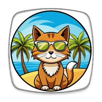 Havanna Braun Katze Rasse Cartoon Sonnenbrille Strand - Viereckiger Kühlschrankmagnet - Weiß - Vorne