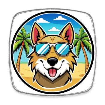 Aidi Chien Race Dessin Animé Lunettes De Soleil Plage - Magnet carré - blanc - Devant