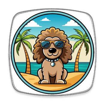 Amerikanischer Wasserspaniel Hunderasse Cartoon Beach - Viereckiger Kühlschrankmagnet - Weiß - Vorne