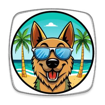Baskischer Schäferhund Hunderasse Cartoon Sonnenbrille Strand - Viereckiger Kühlschrankmagnet - Weiß - Vorne