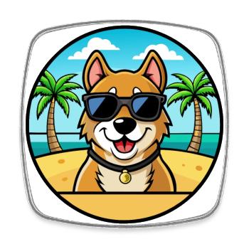 Alano Espanol Dog Breed Cartoon Sunglasses Beach - Square fridge magnet - white - Front