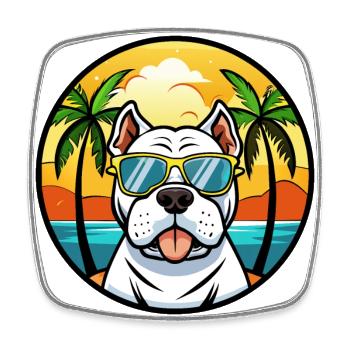 Amerikanische Bulldogge Rasse Cartoon Sonnenbrille Strand - Viereckiger Kühlschrankmagnet - Weiß - Vorne