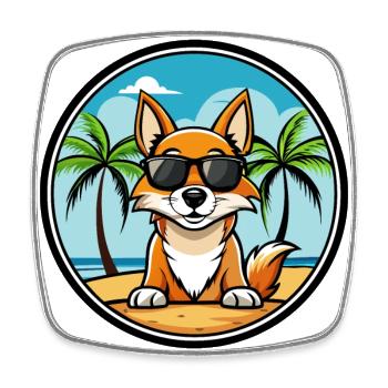 Amerikanischer Foxhound Hunderasse Cartoon Sonnenbrille Strand - Viereckiger Kühlschrankmagnet - Weiß - Vorne