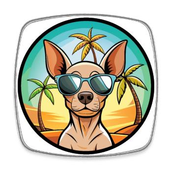 American Hairless Terrier Chien Race Dessin Animé Plage - Magnet carré - blanc - Devant