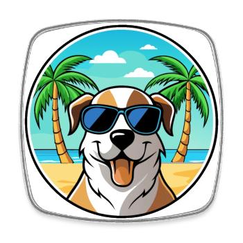 Anatolian Shepherd Dog Breed Cartoon Sunglasses - Square fridge magnet - white - Front