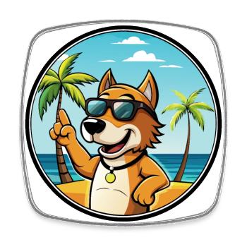 Auvergne Pointing Dog Breed Cartoon Sunglass Beach - Square fridge magnet - white - Front