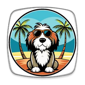 Basset Griffon Vendéen Hunderasse Cartoon Beach - Viereckiger Kühlschrankmagnet - Weiß - Vorne