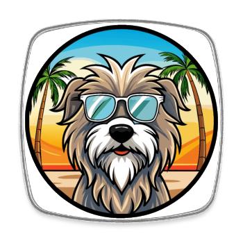 Bergamasco Shepherd Dog Breed Cartoon Sunglasses - Square fridge magnet - white - Front