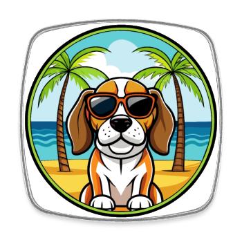 Beagle Harrier Hunderasse Cartoon Sonnenbrille Strand - Viereckiger Kühlschrankmagnet - Weiß - Vorne