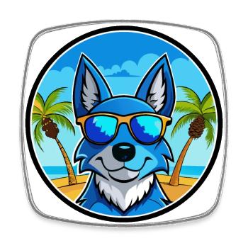 Blue Heeler Dog Breed Cartoon Sunglasses Beach - Square fridge magnet - white - Front