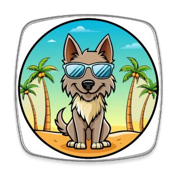 Berger Picard Hunderasse Cartoon Sonnenbrille Strand - Viereckiger Kühlschrankmagnet - Weiß - Vorne