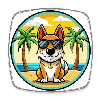 Ariegeois Chien Race Dessin Animé Lunettes de Soleil Plage - Magnet carré - blanc - Devant