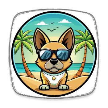 Braque Francais Dog Breed Cartoon Sunglasses Beach - Square fridge magnet - white - Front