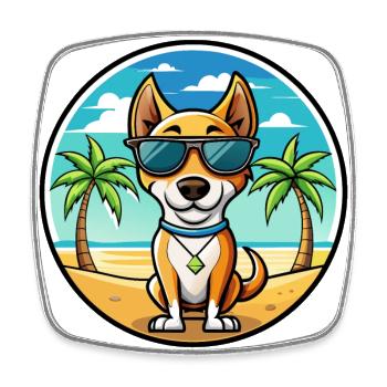 Terrier brésilien chien race dessin animé lunettes de soleil plage - Magnet carré - blanc - Devant