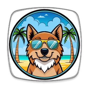 Caucasian Ovcharka Dog Breed Cartoon Sunglasses - Square fridge magnet - white - Front