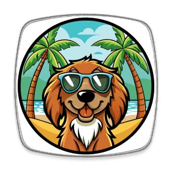 Boykin Spaniel Dog Breed Cartoon Sunglasses Beach - Square fridge magnet - white - Front