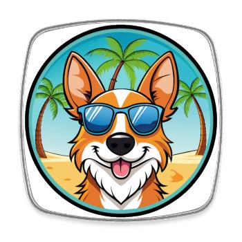 Brittany Dog Breed Cartoon Lunettes de soleil Beach - Magnet carré - blanc - Devant