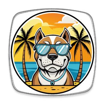 Bully Kutta Chien Race Dessin Animé Lunettes De Soleil Plage - Magnet carré - blanc - Devant