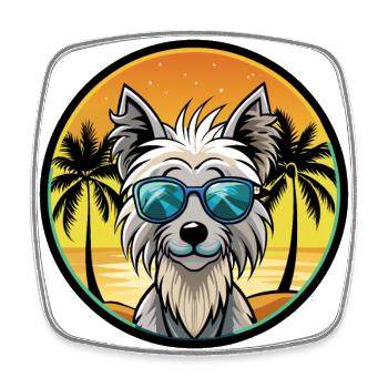 Chinesische Schopfhunderasse Cartoon Sonnenbrille Strand - Viereckiger Kühlschrankmagnet - Weiß - Vorne