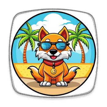 Chinese Imperial Dog Breed Cartoon Sunglass Beach - Square fridge magnet - white - Front