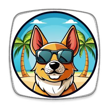 Combai Dog Breed Cartoon Sunglasses Beach - Square fridge magnet - white - Front