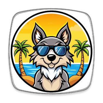 Tschechoslowakischer Wolfshund Rasse Cartoon Sonnenbrille Strand - Viereckiger Kühlschrankmagnet - Weiß - Vorne