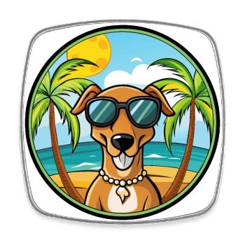 Cretan Hound Dog Breed Cartoon Sunglasses Beach - Square fridge magnet - white - Front
