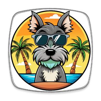 Cesky Terrier Hunderasse Cartoon Sonnenbrille Strand - Viereckiger Kühlschrankmagnet - Weiß - Vorne