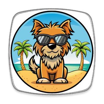 Belgische Griffon Hunderasse Cartoon Sonnenbrille Strand - Viereckiger Kühlschrankmagnet - Weiß - Vorne