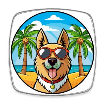 Bucovine Berger Race Dessin Animé Lunettes De Soleil Plage - Magnet carré - blanc - Devant