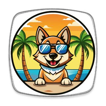 Lunettes de soleil tchécoslovaques Vlcak Dog Breed Cartoon - Magnet carré - blanc - Devant