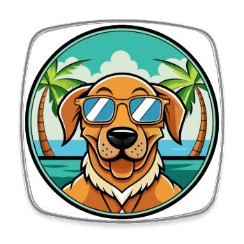 Dänische Broholmer Hunderasse Cartoon Sonnenbrille Strand - Viereckiger Kühlschrankmagnet - Weiß - Vorne
