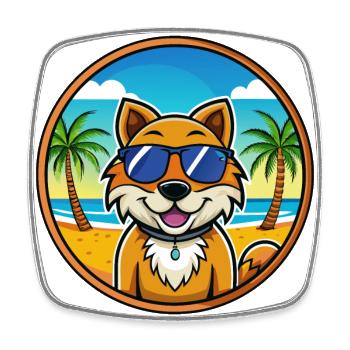 Dutch Smoushond Dog Breed Cartoon Sunglasses Beach - Square fridge magnet - white - Front