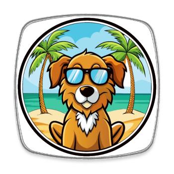 Fauve De Bretagne Dog Breed Cartoon Sunglass Beach - Square fridge magnet - white - Front