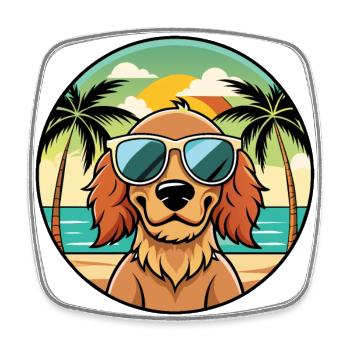 Field Spaniel Hund Rasse Cartoon Sonnenbrille Strand - Viereckiger Kühlschrankmagnet - Weiß - Vorne