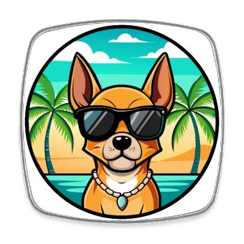 Englische Spielzeug Terrier Hund Rasse Cartoon Sonnenbrille - Viereckiger Kühlschrankmagnet - Weiß - Vorne