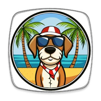 Französische Tricolor Hound Rasse Cartoon Sonnenbrille - Viereckiger Kühlschrankmagnet - Weiß - Vorne