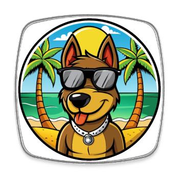 Deutscher Jagdterrier Hunderasse Cartoon Beach - Viereckiger Kühlschrankmagnet - Weiß - Vorne