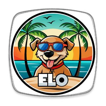 Dog Breed Cartoon Sunglasses Beach - Square fridge magnet - white - Front