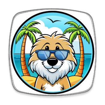 Friesische Wasserhundrasse Cartoon Sonnenbrille Strand - Viereckiger Kühlschrankmagnet - Weiß - Vorne