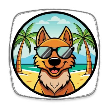 Frisian Pointing Dog Breed Cartoon Sunglass Beach - Square fridge magnet - white - Front