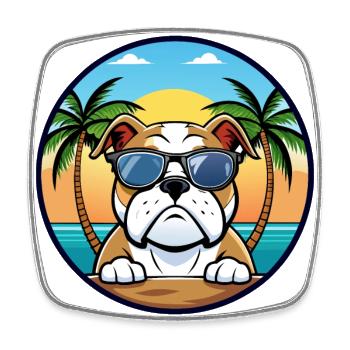 Bouledogue anglais race dessin animé lunettes de soleil plage - Magnet carré - blanc - Devant