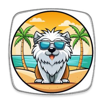Himalayan Sheepdog Breed Cartoon Sunglasses Beach - Square fridge magnet - white - Front