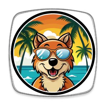 Hygenhund Chien Race Dessin Animé Lunettes De Soleil Plage - Magnet carré - blanc - Devant