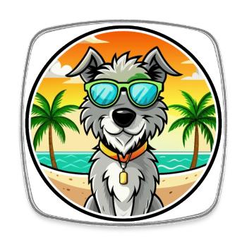 Irischer Wolfshund Hunderasse Cartoon Sonnenbrille Strand - Viereckiger Kühlschrankmagnet - Weiß - Vorne