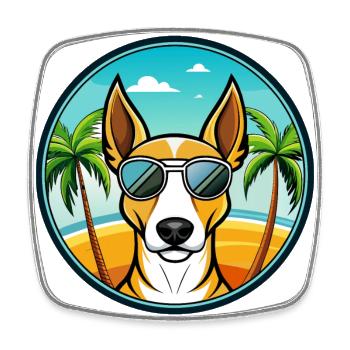 Ibizan Hound Hund Rasse Cartoon Sonnenbrille Strand - Viereckiger Kühlschrankmagnet - Weiß - Vorne